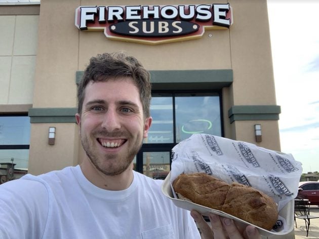 Holding firehouse subs sandwich